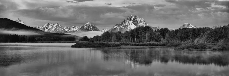 Oxbow Bend B & W Pano - Fine Art Landscape Photography by Tom Heywood