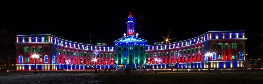 Denver City and County Bldg Holiday Lights - Fine Art Landscape Photography by Tom Heywood
