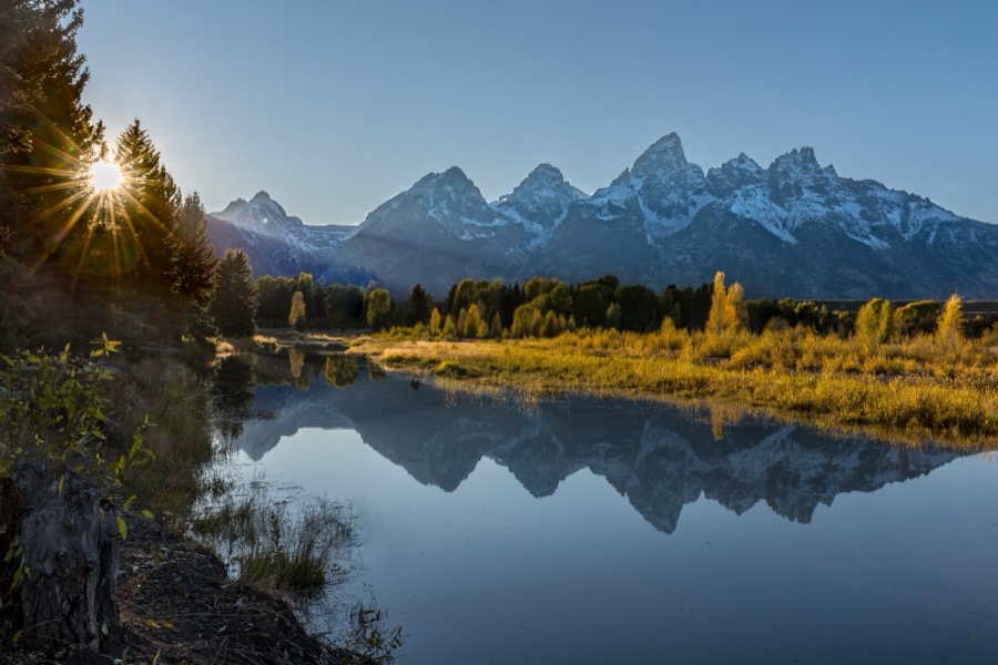 Schwabacher Landing Sunburst - Fine Art Landscape Photography by Tom Heywood