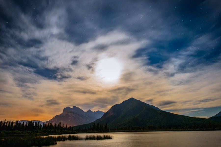 Mount Rundle Under Moonlight