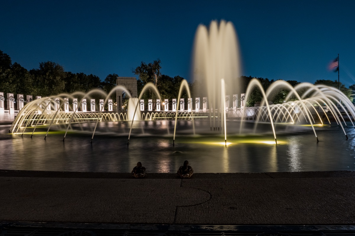 Ducks watching World War II Memorial