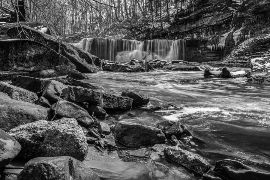 Great Falls of Tinkers Creek Wide B&W