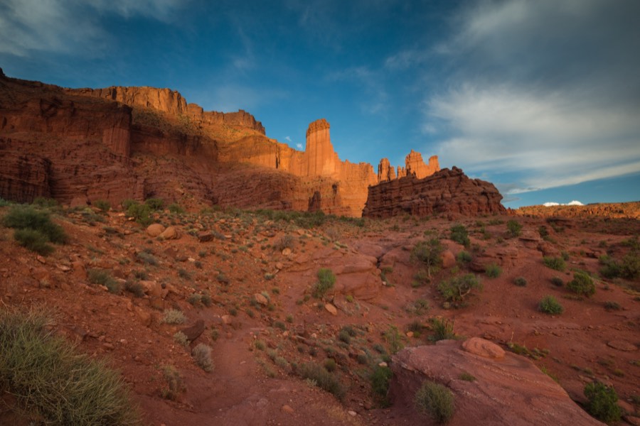Sunset over Fisher Towers