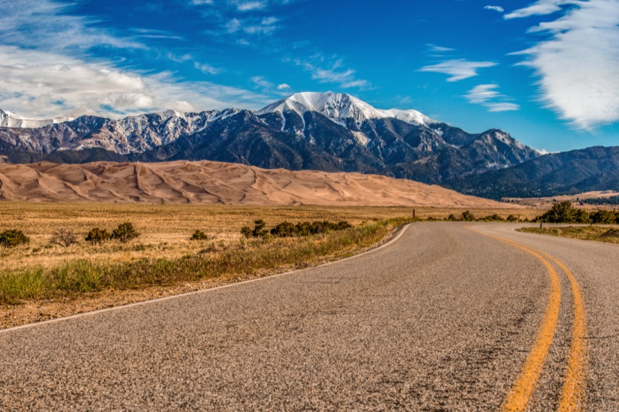 Winding Road to Great Sand Dunes National Park